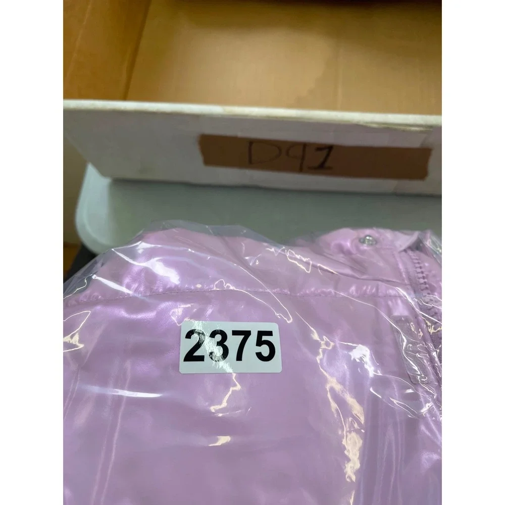 Cat & Jack Girls XL 14 Metallic Lavender Puffer Jacket Hooded Purple Shiny Coat